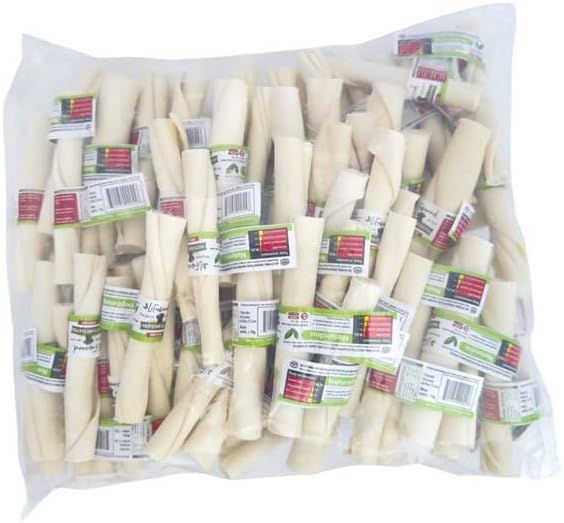 Bastoncini da masticare per cani – Confezione da 100 pezzi – Misuratore di masticazione e cura dentale – Senza additivi – Per cani di piccola e grande