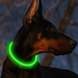 Collare luminoso a LED per cani e gatti, con USB, ricaricabile, lunghezza regolabile, per cani e gatti, 3 modalità (verde)