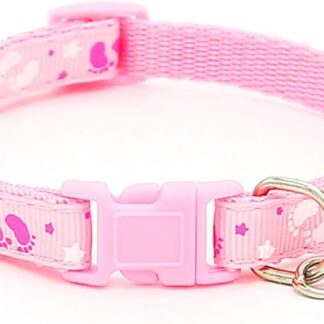 Sytaun Collare per Animali Domestici Regolabile, Collari per Cuccioli con Motivo A Zampe con Campanella per Collana per Cani di Piccola Taglia Rosa