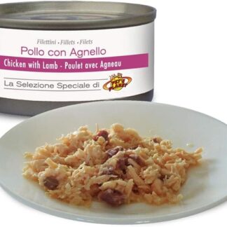 Pet's Planet Filettini di Pollo al Naturale con Agnello per Cani e Gatti, 85 g.