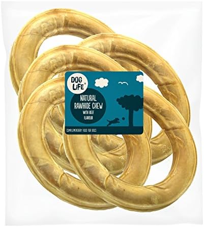 Dog Life - Anelli pressati in pelle grezza, 15,2 cm, 5 pezzi