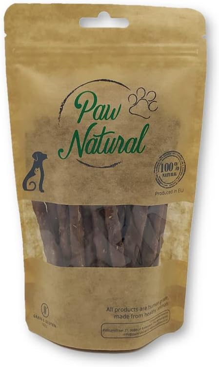 Paw Natural Deliziosi per cani, 150 g di bastoncini di liegea, 100% senza glutine e cereali, da carne fresca, animali sani