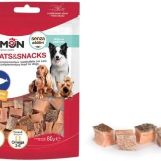 Snack per Cani Cubetti di Salmone - 80g - Senza glutine e additivi