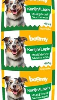 Boomy - Salsiccia alimentare - Salsiccia per cani - Carne fresca - Pasto senza glutine senza additivi (400g, Coniglio)