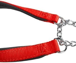 Ferplast Collare Cane Daytona, Collare per Cani Taglia Media, Collare in Nylon 50 cm, Imbottito, Semistrozzo. Collare Addestramento. Rosso