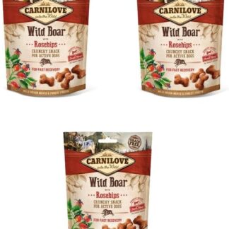 Carnilove Snack Croccante Cinghiale con Rosa Canina | Confezione Tripla | 3 x 200 g | Snack con cinghiale e rosa canina per cani | Specialmente per cani attivi | Senza aggiunta di zucchero