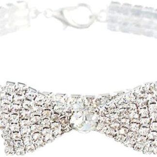 RayMinsino - Collare per animali domestici con diamanti, regolabile, con fiocco di melone, per matrimonio, gatto e cane