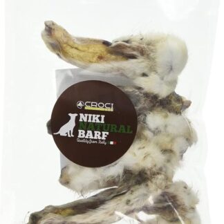 Croci NIKI NATURAL BARF Dieta Barf per Cani Orecchie di Coniglio con Pelo 5 pezzi 100 gr