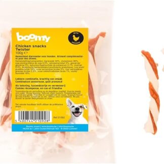 Boomy - Snack per cani │ Snack morbidi per cani │ Twister │ Involtini di pollo/pesce │ 3 x 100 g