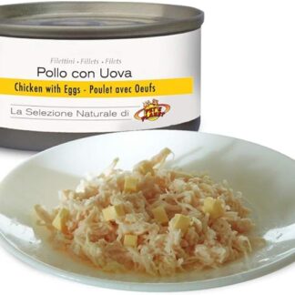 Filettini di Pollo al naturale con UOVA per cani e gatti, Pet's Planet 85 g