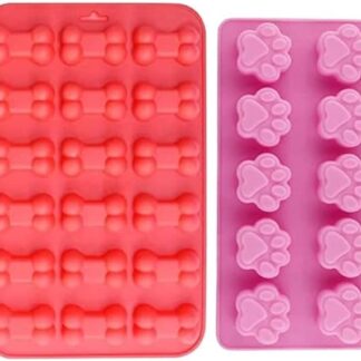 JQTOP Stampo da forno in silicone con stampa di ossa e zampe, per cani e gatti, flessibile, per cani, cuccioli, biscotti e animali domestici (2 confezioni)