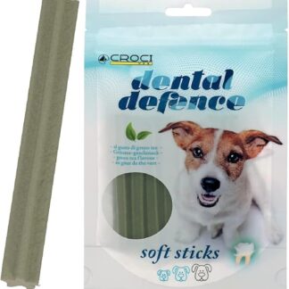 Croci Dental Defence, Snack Cani per l'Igiene Orale, Bastoncini da Masticare, Pulizia Denti Cane, Gusto Tè Verde, 8 Pezzi, 60 g
