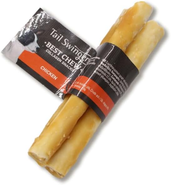 Tailswingers snack per cani al collagene gusto Barbecue-Pollo-Burro d'arachidi (6pz da (13.5cm 22gr*3pcs), Pollo)