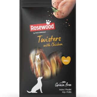 Rosewood Twisters con pollo - Ossa da masticare per cani di piccola taglia - Con pollo tenero, senza cereali e senza additivi artificiali - 90 g