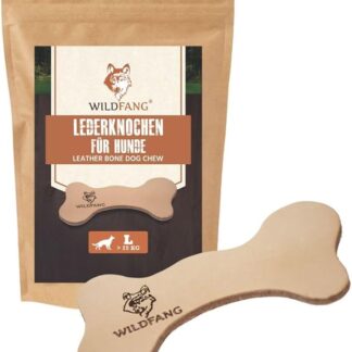 Wildfang Pelle da Masticare per Cani con Olio d'Oliva - Alternativa alle Ossa da Masticare in plastica Ossa per Cani - Patina Naturale, Processo Vegetariano, Cure Odontoiatriche (1 pezzo, L - 21 cm)