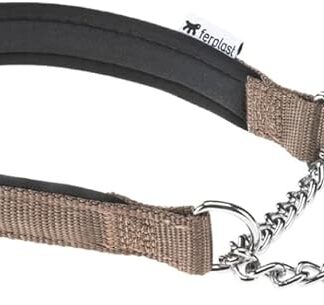 Ferplast Collare Cane Daytona, Collare per Cani Taglia Grande, Collare in Nylon 60 cm, Imbottito, Semistrozzo. Collare Addestramento. Marrone