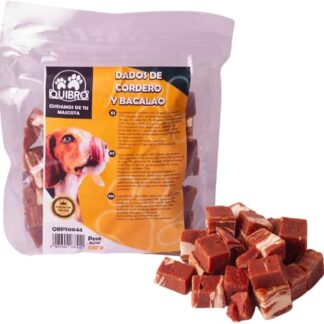 Quibropets Dadi di agnello e merluzzo - Cani per cani, premi naturali senza cereali, snack per animali domestici, premi disidratati, 530 g