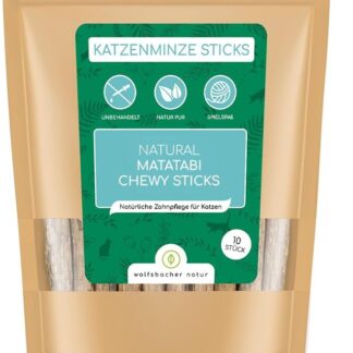 Wolfsbacher Natur - 10x Matatabi Sticks per gatti, i bastoncini di erba gatta sono ideali come attività, giocattolo e cura dentale - osso da masticare contro l'alito cattivo, erba gatta giapponese