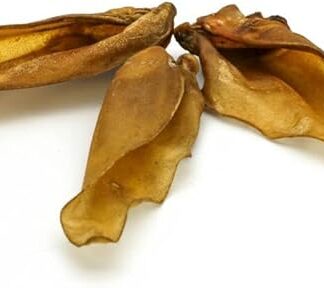 Fit4Pets Orecchie Naturali di Manzo per Cani, Massaggiagengive dentale, 100% orecchio di manzo, a basso contenuto calorico, facilmente digeribile, duro, confezione da 5 pezzi