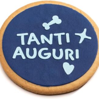 Torta di Compleanno Auguri Azzurra per cani, con candelina, è anche uno snack gustoso e nutriente, 90g