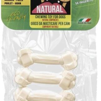 Ferplast GOODBITE NATURAL XS gioco osso per l'igiene orale, gusto pollo, cane piccolo (3-5 Kg), naturale, 4 pezzi da 15g