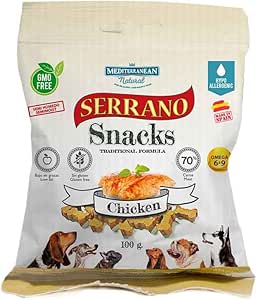 Serrano Snacks Mediterranean Naturalpara per cani 12 x 100 gr (pollo, 12 x 100 gr)