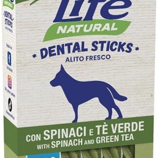 Life Natural Dental Sticks Grain Free per Cani Medio-Grandi con Spinaci e Tè Verde da 8pzx150 gr