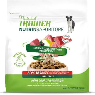 Snack cane natural trainer 80% MANZO e 20% frutta e verdura | 2 confezioni da 120 grammi l'una. Alimento adatto per cani adulti di tutte le taglie.