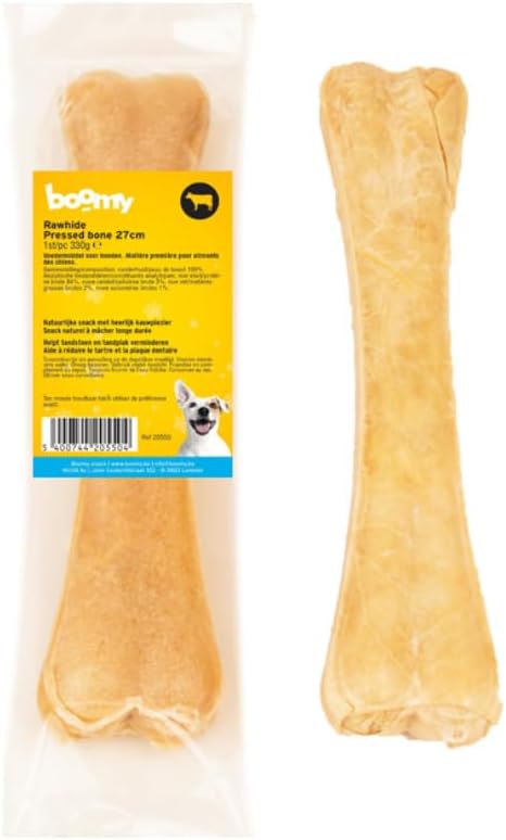 Boomy - Masticativo per cani in 100% pelle bovina - Snack naturali per la cura dei denti per cani di grossa taglia (27 cm)