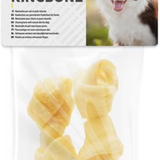 Croci King Bone - Ossa annodate bianche, Snack premio masticativo per cani in pelle bovina naturale, dental stick per la pulizia dei denti, 7,5 cm - 2 pz