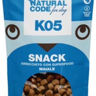 Natural code Snack Cane,snack per cani adulti e cuccioli di tutte le taglie,morbidi bocconcini al Maiale K05| 3 confezioni da 120 grammi l'una.