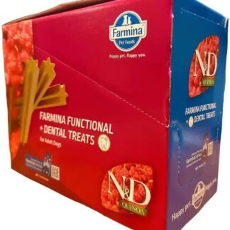 Farmina N&D Quinoa Skin & Coat Quail, Treat Quaglia cocco e curcuma, Cane Adult, Cartone 15 pezzi