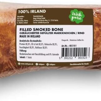 Irish Pure Filled Smoked Bone Premium - Osso da masticare per cani | Vitamine | Premium | Senza cereali | Sensitive | Ossa di cane dall'Irlanda