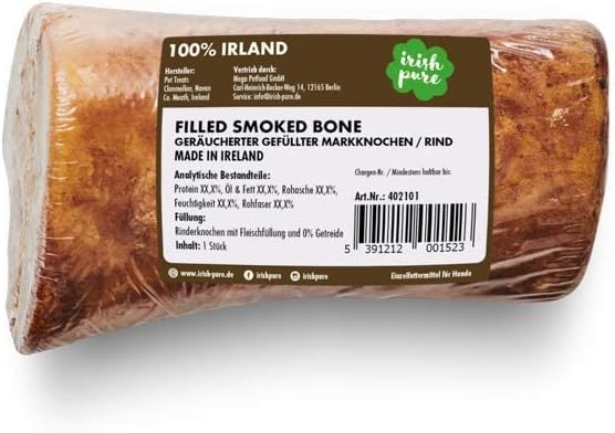 Irish Pure Filled Smoked Bone Premium - Osso da masticare per cani | Vitamine | Premium | Senza cereali | Sensitive | Ossa di cane dall'Irlanda