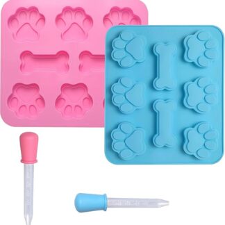 2 Pezzi Stampo per Biscotti per Cani Tappetino da Forno per Cani con 3 Contagocce tappetini da forno per cani in silicone Tappetino da Forno in Silicone per Dolcetti per Cani Artigianato Fai-da-te