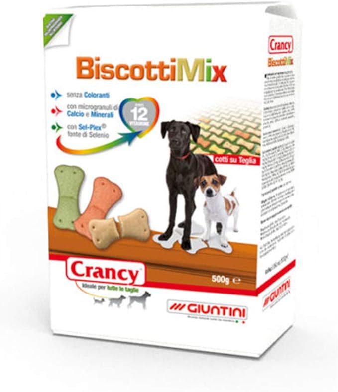 Giuntini Crancy Biscotti Mix 500g Mangime complementare per Cani di Tutte Le Taglie