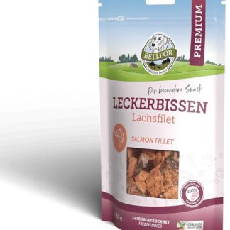 Bellfor Leccornie per cani - Filetto di salmone (liofilizzato) - 50 g - privo di additivi artificiali e ideale come snack per l'addestramento del tuo cane