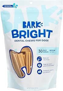 Bark Bright Original Dog - Bastoncini da masticare per cani (30 masticabili) per la pulizia di placca e tartaro, razze medie