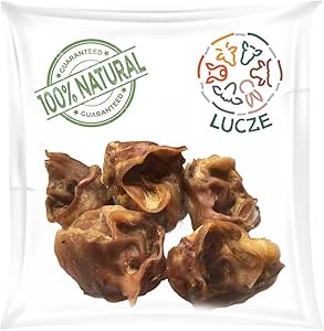 Lucze, Orecchio interno del maiale, 1kg Orecchio di Maiale per Cani Secchi, Articolo da Masticare per Cani, Leccornie Naturali