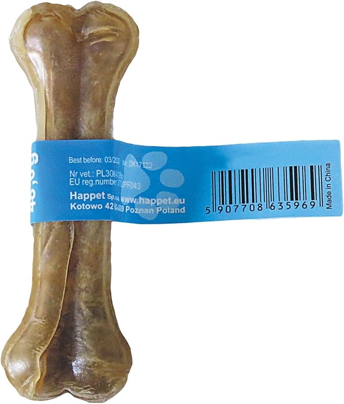 HAPPET Osso naturale pressato per cani 7,5 cm - 50 pezzi - Massaggiagengive in pelle bovina sana - senza conservanti, favorisce l'igiene orale, riduce lo stress e la noia