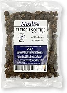 Nosli Carne Softies per cani • Deliziosi da allenamento • Zoccoli per cani • Senza cereali • Oca (200 g)