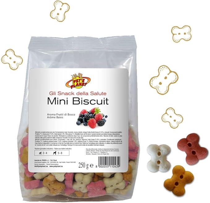 Mini Biscuit Biscotti per Cani - cotti in forno per uno spuntino delizioso e sano, Pet's Planet 250 g