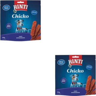 Rinti Chicko strisce di anatra delicate | Confezione Doppia | 2 x 500 g | Snack per cani a base di petto d'anatra fresco | Senza farine di carne e soia | Delicatamente essiccato