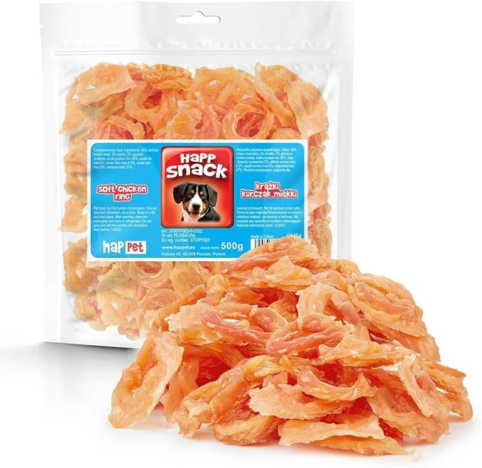 HAPPET Dolcetti morbidi per cani di pollo - prelibatezze naturali per l'allenamento e dental - bocconcini facili da digerire, a basso contenuto di grassi per sostenere i denti puliti, alito fresco e