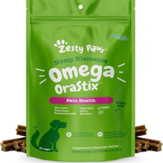 Zesty Paws, elementi di canapa, Omega NutraStix per cani, tutte le età, menta piperita, 1 x 340g