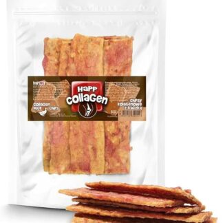 HAPPET® Chips di collagene con anatra per cani, 5 prelibatezze naturali croccanti - ricche di collagene e proteine, promuovono l'elasticità articolare e la salute della pelle, spuntino leggero e sano