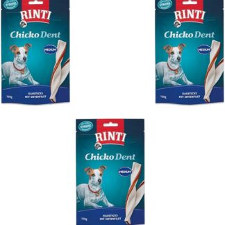 Rinti Extra Chicko Dent Medium Bastoncini da masticare con filetto di anatra | Confezione Tripla | 3 x 150 g | Alimento complementare per cani | Bastoncini da masticare per l'igiene dentale