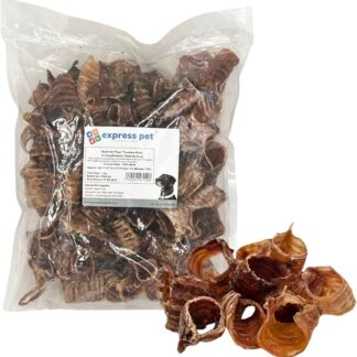 Express Pet Supplies Pipa di manzo trachea pre-tagliata, 200 g (circa 16-20 tubi) per razze piccole, perfetta per cuccioli, snack per cani, 100% naturale essiccato all'aria