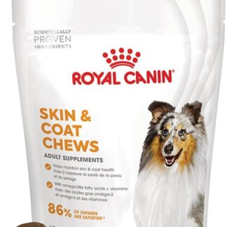 Royal Canin Skin Coat Chews | 240 g | Snack per cani adulti di tutte le taglie e razze | Confezione richiudibile | Sviluppato con veterinari | Con proteine di pollame
