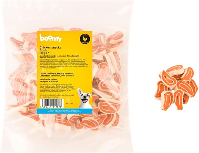 Boomy – Snack per cani | Dolci per cani | Sushi di pollo – 500 g